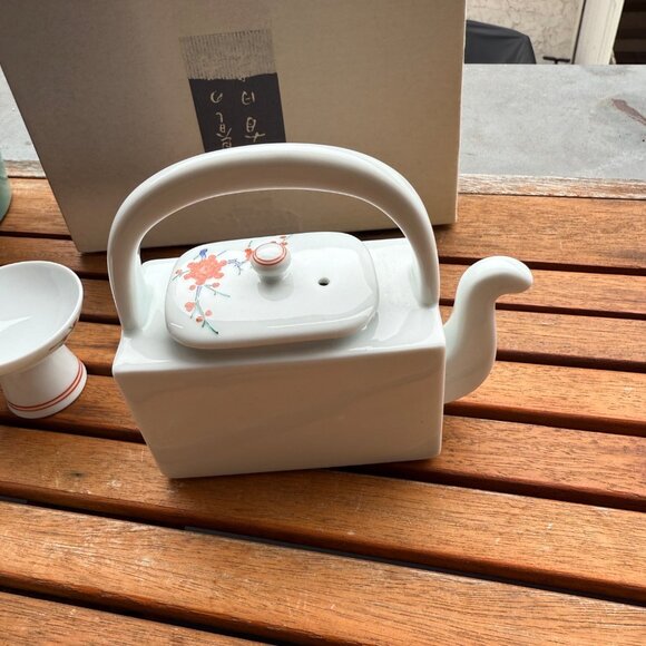 Arita Porcelain Tea Set With Floral Bird Design & Box - Picture 6 of 11